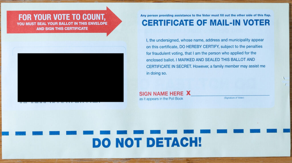 Certificate of Mail-in Voter